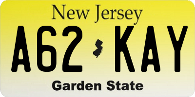 NJ license plate A62KAY