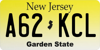 NJ license plate A62KCL