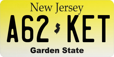 NJ license plate A62KET