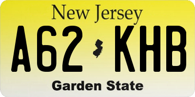NJ license plate A62KHB