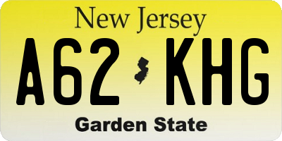 NJ license plate A62KHG