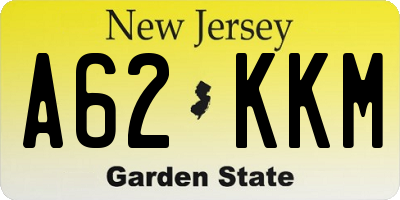 NJ license plate A62KKM