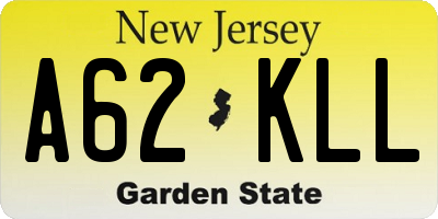 NJ license plate A62KLL
