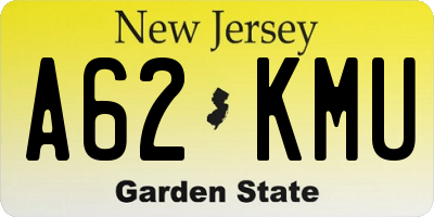 NJ license plate A62KMU