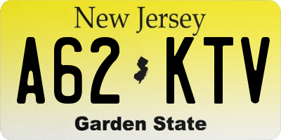 NJ license plate A62KTV