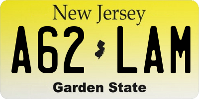 NJ license plate A62LAM