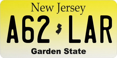 NJ license plate A62LAR