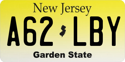 NJ license plate A62LBY