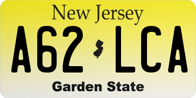 NJ license plate A62LCA
