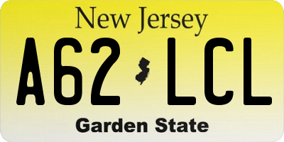 NJ license plate A62LCL