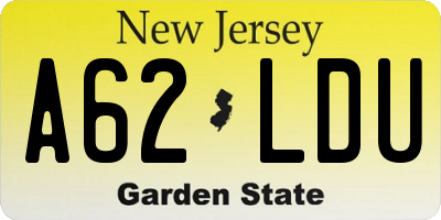 NJ license plate A62LDU