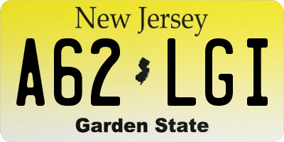 NJ license plate A62LGI
