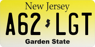 NJ license plate A62LGT