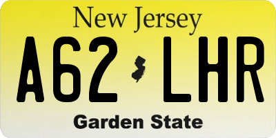 NJ license plate A62LHR