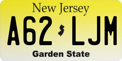NJ license plate A62LJM