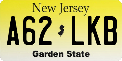 NJ license plate A62LKB
