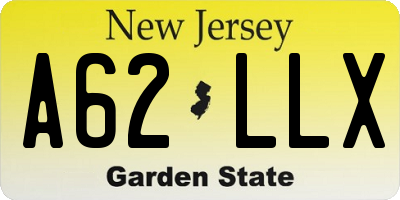NJ license plate A62LLX