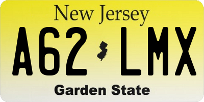 NJ license plate A62LMX