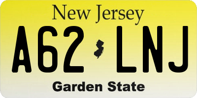 NJ license plate A62LNJ