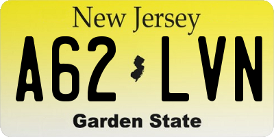 NJ license plate A62LVN
