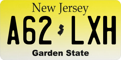 NJ license plate A62LXH