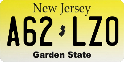 NJ license plate A62LZO
