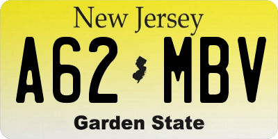 NJ license plate A62MBV