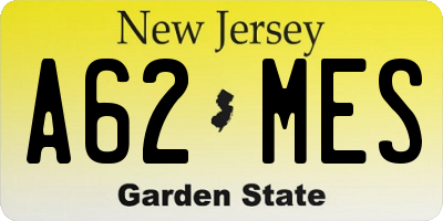 NJ license plate A62MES