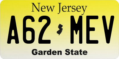 NJ license plate A62MEV