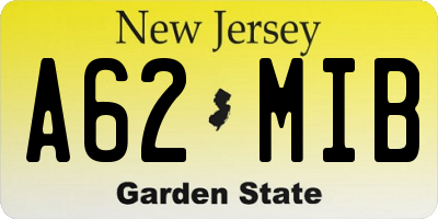 NJ license plate A62MIB