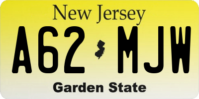NJ license plate A62MJW
