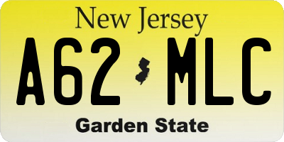 NJ license plate A62MLC