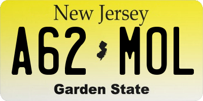 NJ license plate A62MOL