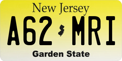 NJ license plate A62MRI