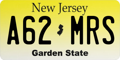 NJ license plate A62MRS