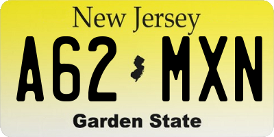 NJ license plate A62MXN