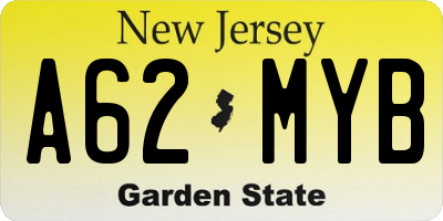 NJ license plate A62MYB