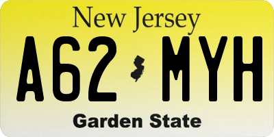 NJ license plate A62MYH