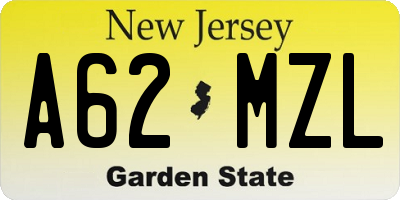 NJ license plate A62MZL