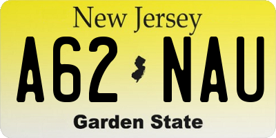 NJ license plate A62NAU