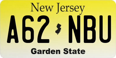 NJ license plate A62NBU