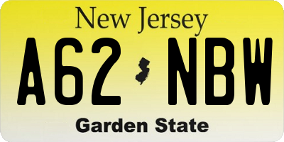 NJ license plate A62NBW