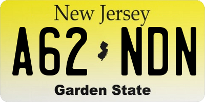 NJ license plate A62NDN