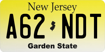 NJ license plate A62NDT