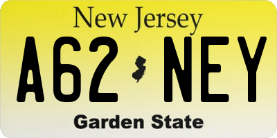 NJ license plate A62NEY