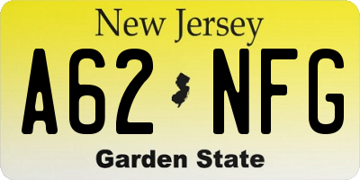 NJ license plate A62NFG