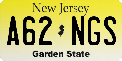 NJ license plate A62NGS