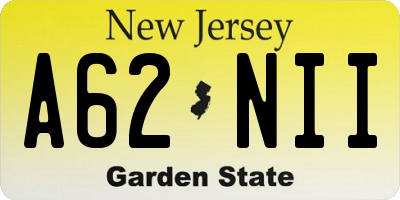 NJ license plate A62NII