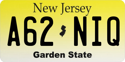 NJ license plate A62NIQ