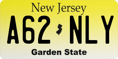 NJ license plate A62NLY